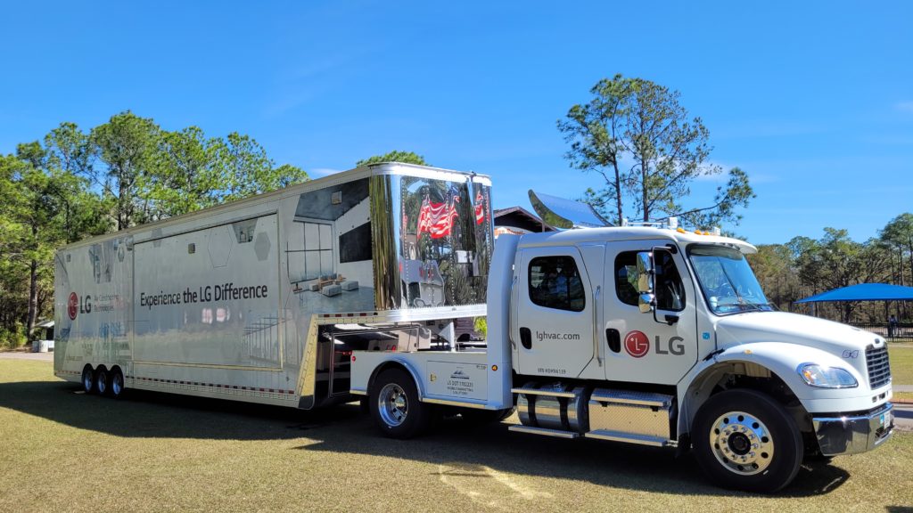 White gooseneck trailer