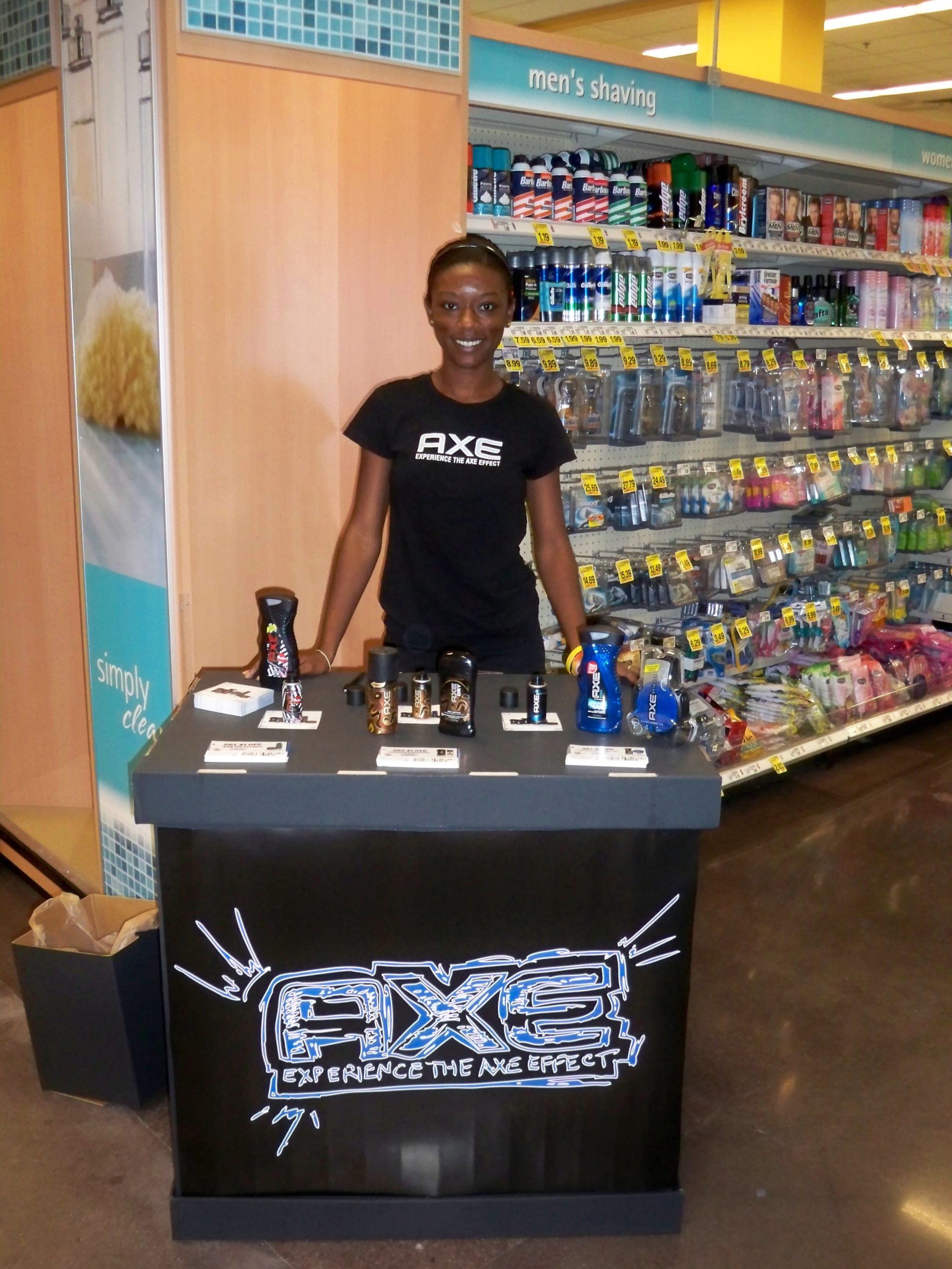 Woman at a desk with sample products