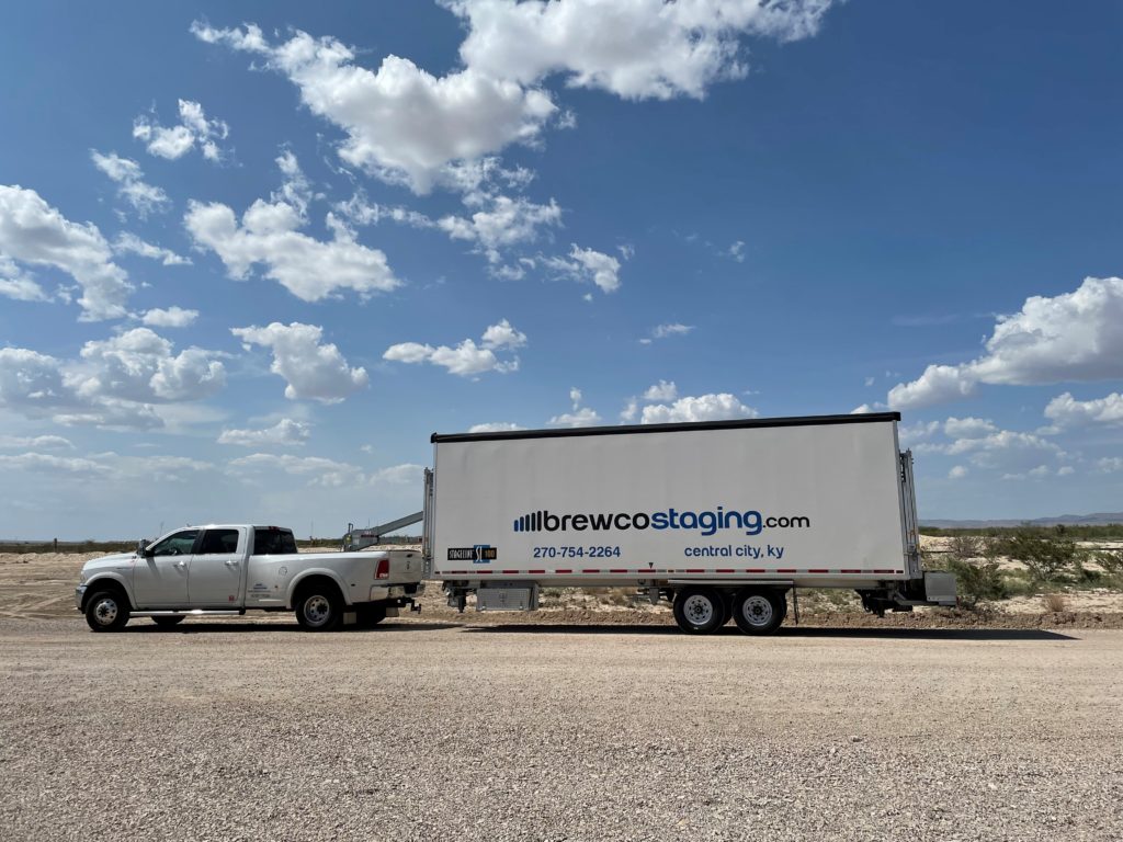 Blue Origin Dually white mobile trailer