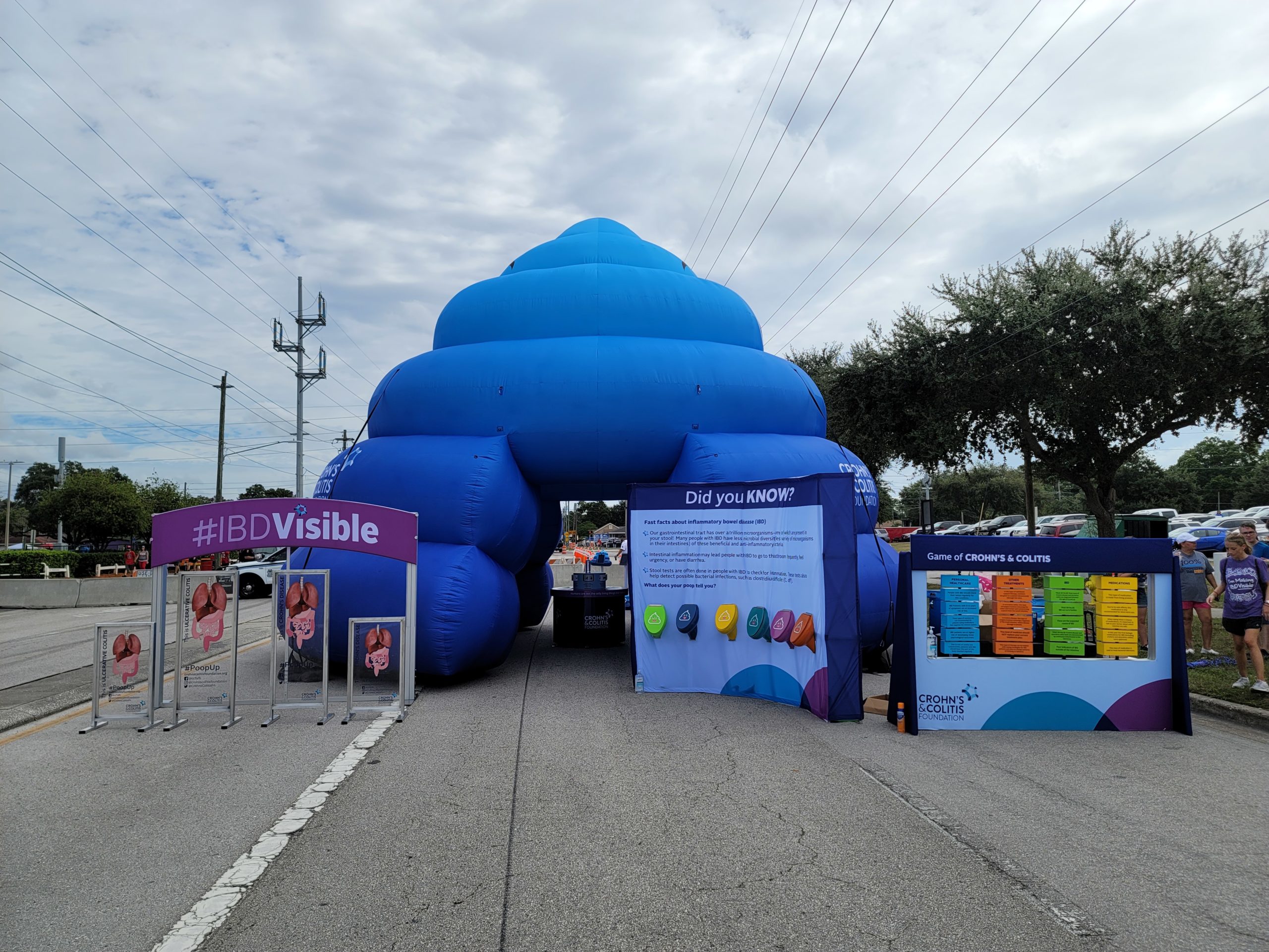 A blue inflatable tent