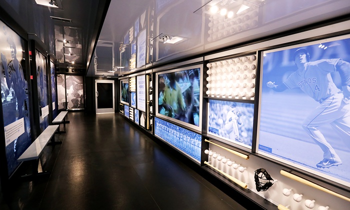 Baseball displays in a mobile trailer