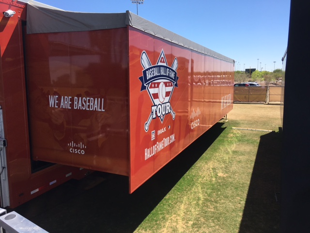 red trailer with slideouts