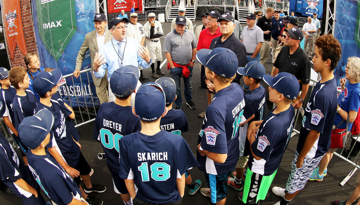 people gathered at MLB opening tour