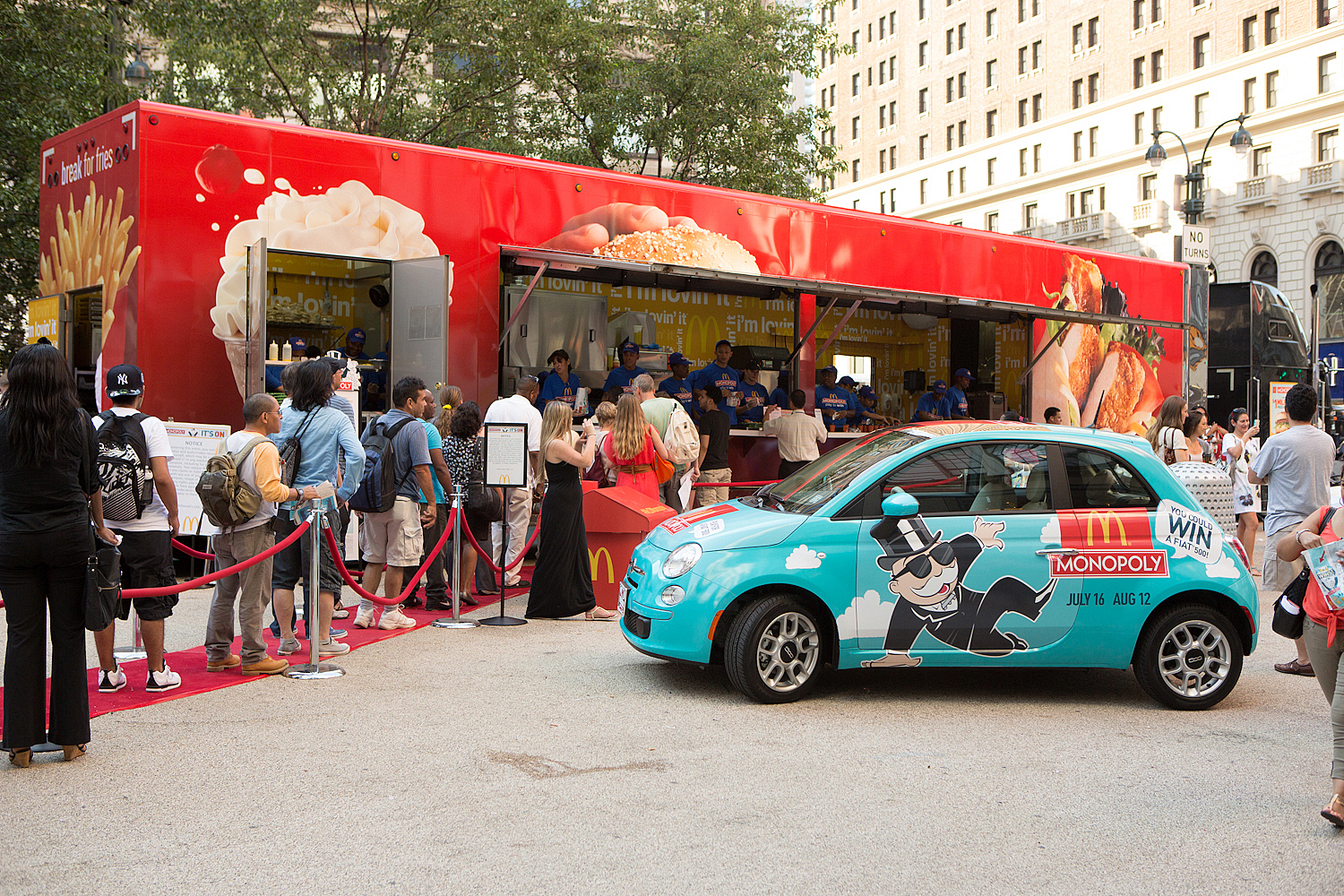 People at the McDonald's food truck