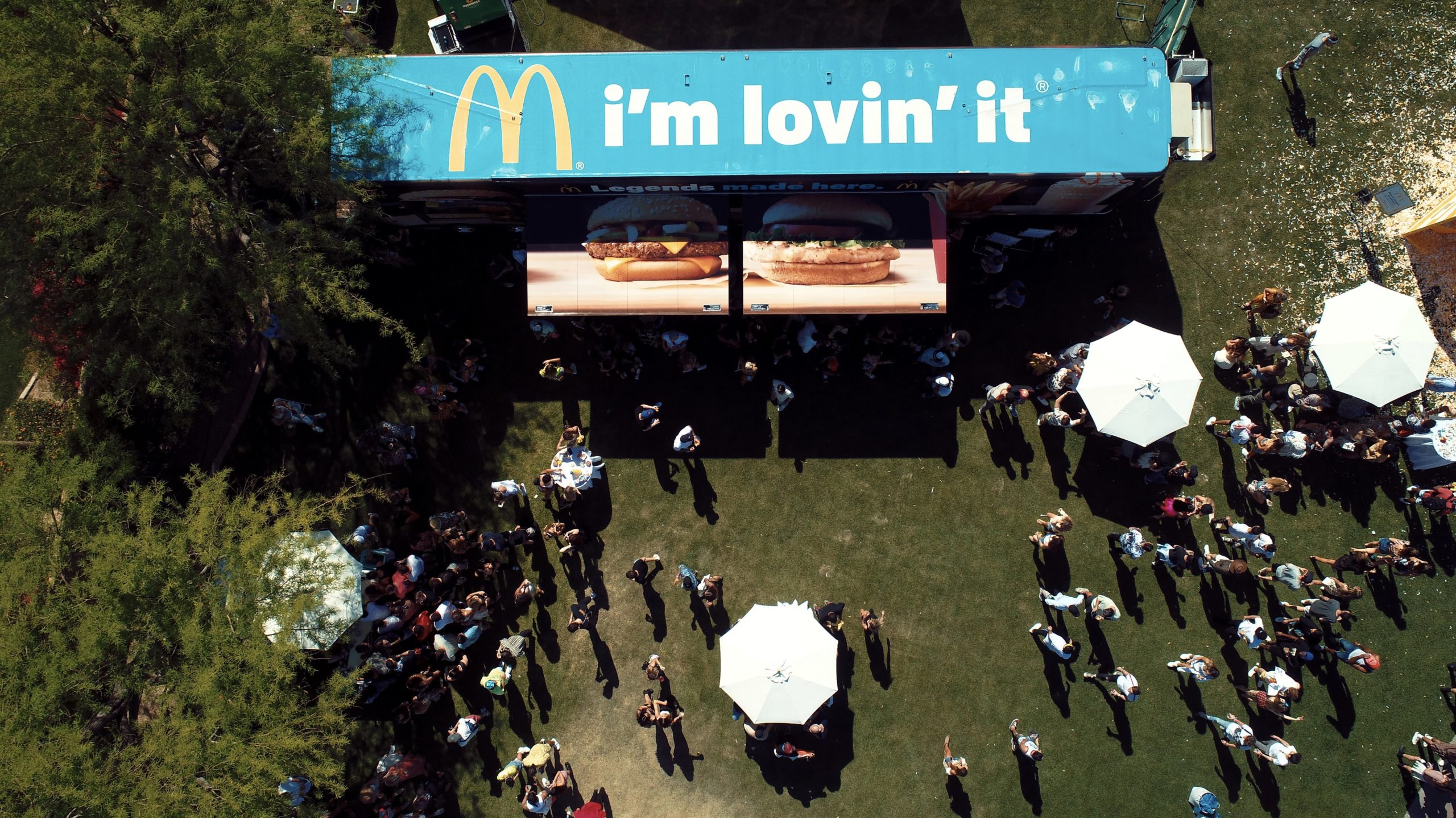 Aeriel view of McDonald's food truck