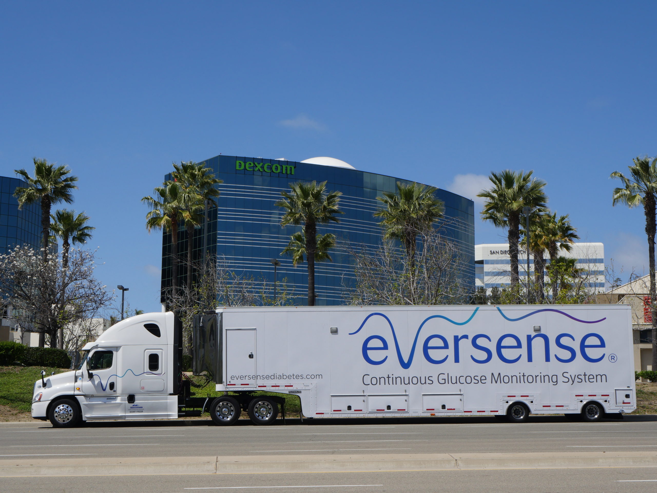 Senseonics white mobile trailer